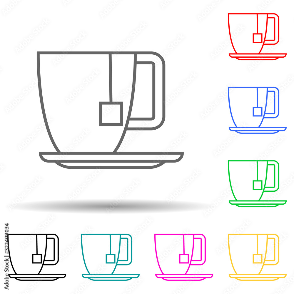 Aufkleber a cup of tea multi color style icon. simple thin line, outline vector of hotel icons for ui and ux, 