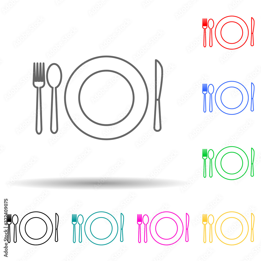 Poster a plate and a serving multi color style icon. simple thin line, outline vector of hotel icons for ui