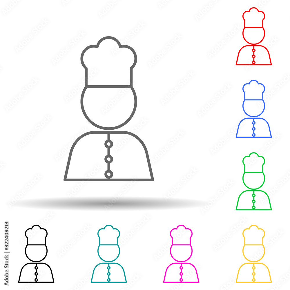 Poster cook multi color style icon. simple thin line, outline vector of hotel icons for ui and ux, website 