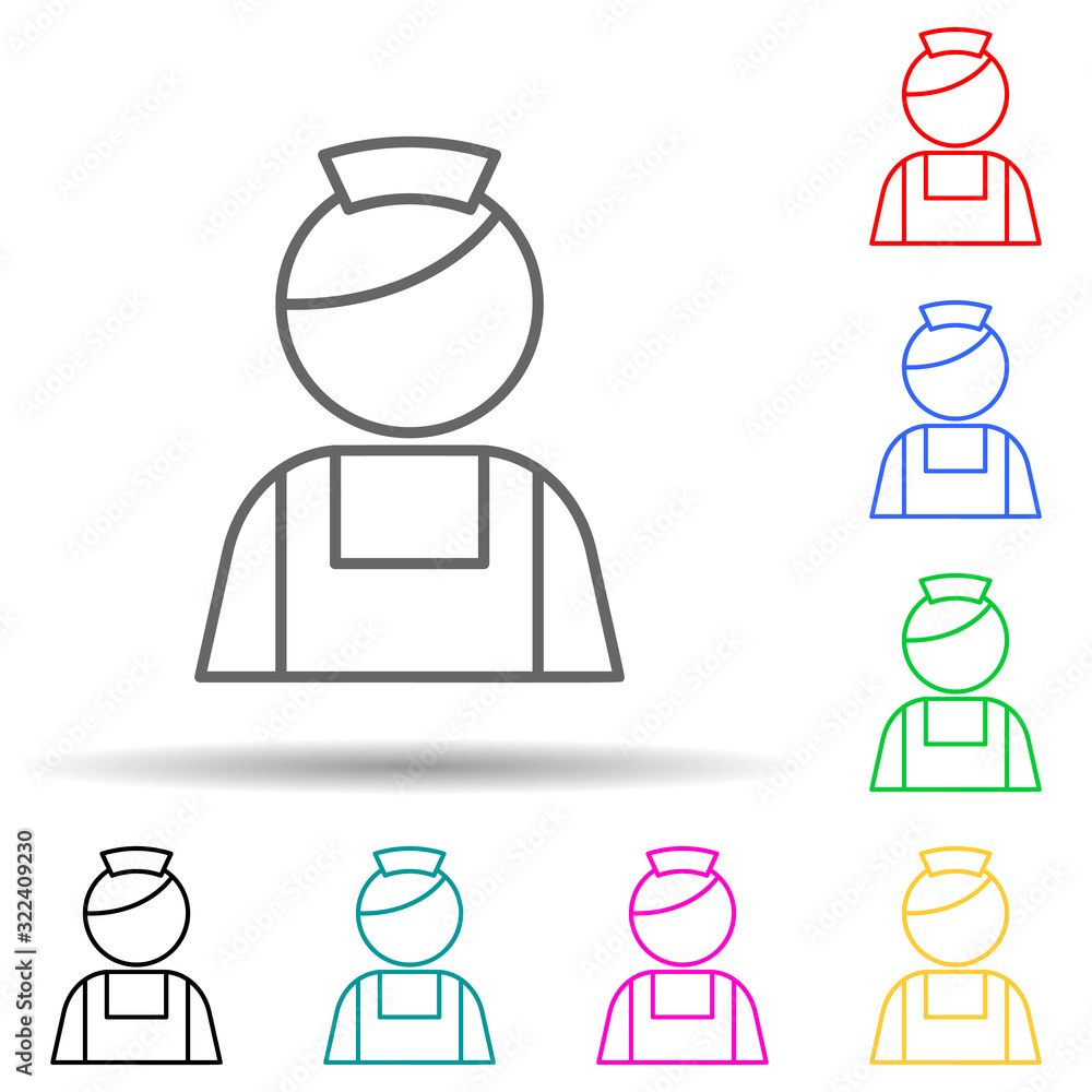 Poster maid multi color style icon. simple thin line, outline vector of hotel icons for ui and ux, website 