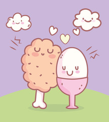 boiled egg and chicken roast restaurant menu food cute