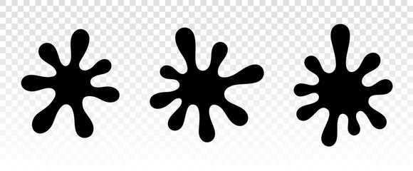 Dripping Paint Set. Dripping liquid. Ink blots. Paint flows. Current paint, stains. Current drops. Ink splashes. Vector illustration. Color easy to edit. Transparent background. 