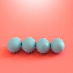 Easter eggs on the pink background. Holiday spring background.