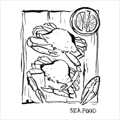 Crabs. Illustration for the menu.