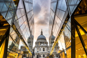 London, UK, January 2020; Saint Paul's Cathedral in London at sunset