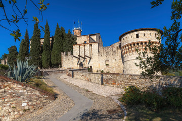 Fototapeta na wymiar Medieval castle with crenellated tower
