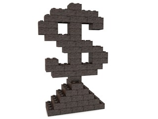 Dollar symbol of rusty metal on white background