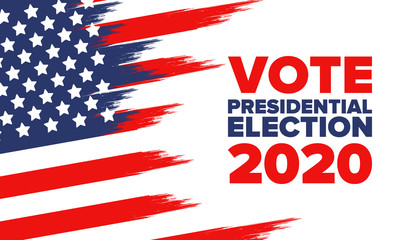 Presidential Election 2020 in United States. Vote day, November 3. US Election. Patriotic american element. Poster, card, banner and background. Vector illustration