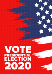 Presidential Election 2020 in United States. Vote day, November 3. US Election. Patriotic american element. Poster, card, banner and background. Vector illustration