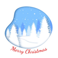 Merry Christmas greeting card with winter outdoor scene