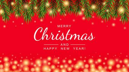 Merry Christmas and Happy New Year greeting card