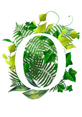 Floral monogram (letter) - decorated with watercolor leaves