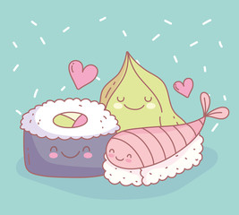 sushi fish and wasabi menu restaurant food cute