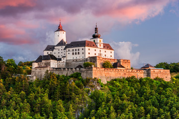 Forchtenstein (Burgenland, Austria) - one of the most beautiful castles in Europe during sunrise - obrazy, fototapety, plakaty