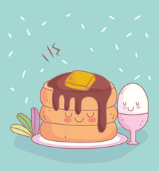 pancakes with butter and egg menu restaurant food cute
