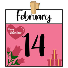 Design flat calendar valentine vector