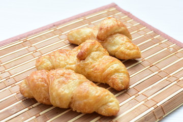 Small, freshly baked butter croissants
