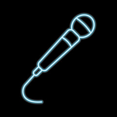 Karaoke blue glowing neon ui ux icon. Glowing sign logo vector