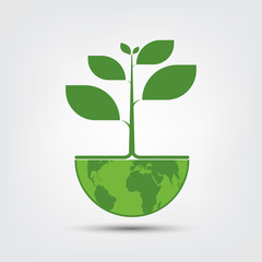 Ecology and Environmental Concept,Earth Symbol With Green Leaves Around Cities Help The World With Eco-Friendly Ideas