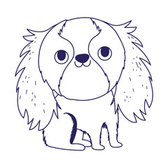 funny dog domestic sitting cartoon pets lineal design