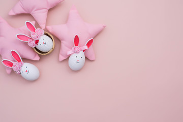 Easter eggs cute bunny. Funny decoration. Happy Easter