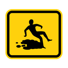 Beware Slippery Surface Symbol Isolate On White Background,Vector Illustration EPS.10