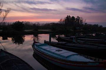 Barcas en la Albufera de Valencia