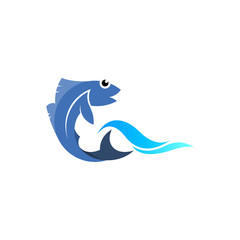 Fish logo template. Fresh seafood logo template design. Vector illustration, Tuna. Salmon. Seafood restaurant.