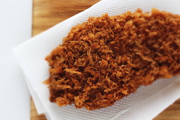 Japanese food, pork cutlet Tonkatsu on board