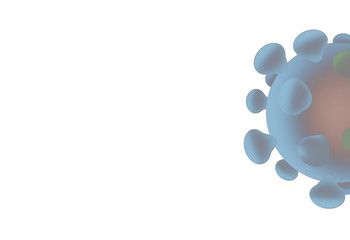 Coronavirus 3d illustration isolated in a white background - realistic drawing of the chinese virus