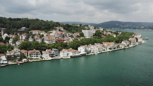 Istanbul Bosphorus and Waterside House Aerial View