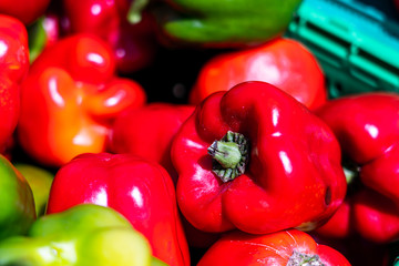 Fresh Bell Peppers on the Open Market, natural background
