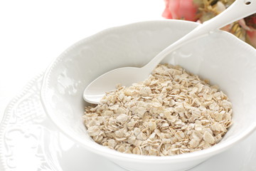 Healthy breakfast, oat celery grain in bowl