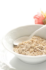 Healthy breakfast, oat celery grain in bowl