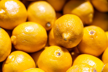 Colorful Lemons In Market , background, texture.
