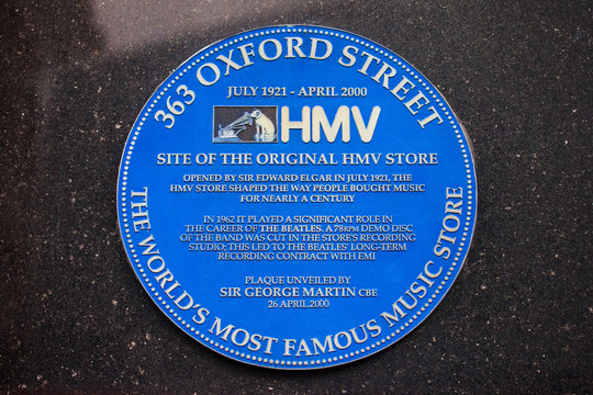 HMV Plaque in London, UK
