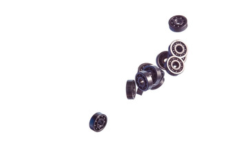 Large Amount of Ball Bearings Falling in Bulk Isolated Over Wgite Background