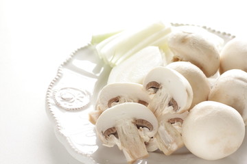 Chopped mushroom and onion for cooking image