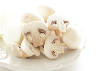 Fototapeta na wymiar Chopped mushroom and onion for cooking image