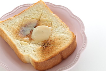 Vanilla condense milk on toast for delicious breakfast