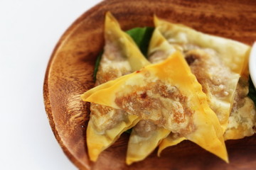 Chinese cuisine, deep fried wonton served with mayonnaise sauce