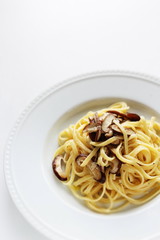 Homemade Italian food. shiitake mushroom and pasta