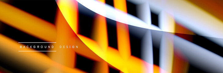 Сolorful flow poster. Wave liquid lines and shapes in black color background. Vector Illustration