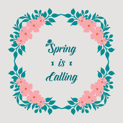 Beautiful pattern of leaf and floral frame, for spring calling greeting card design. Vector