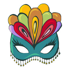 Cartoon color hand drawn vector carnival mask 