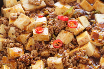 Chinese food, spicy mince pork tofu Mapo tofu 