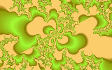Green yellow flowery swirls, fractal, design
