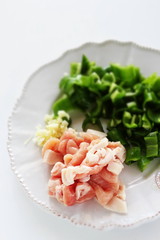 chopped pork and green bell pepper on dish