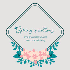 Elegant frame with unique leaf and floral, for spring calling greeting card design. Vector