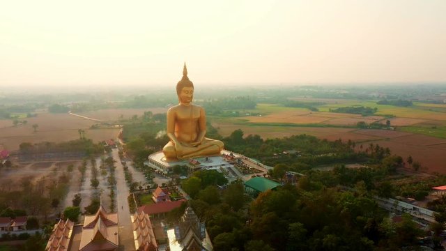 aerial view of big buddha statue in thailand